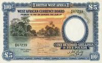 p11b from British West Africa: 100 Shillings from 1954